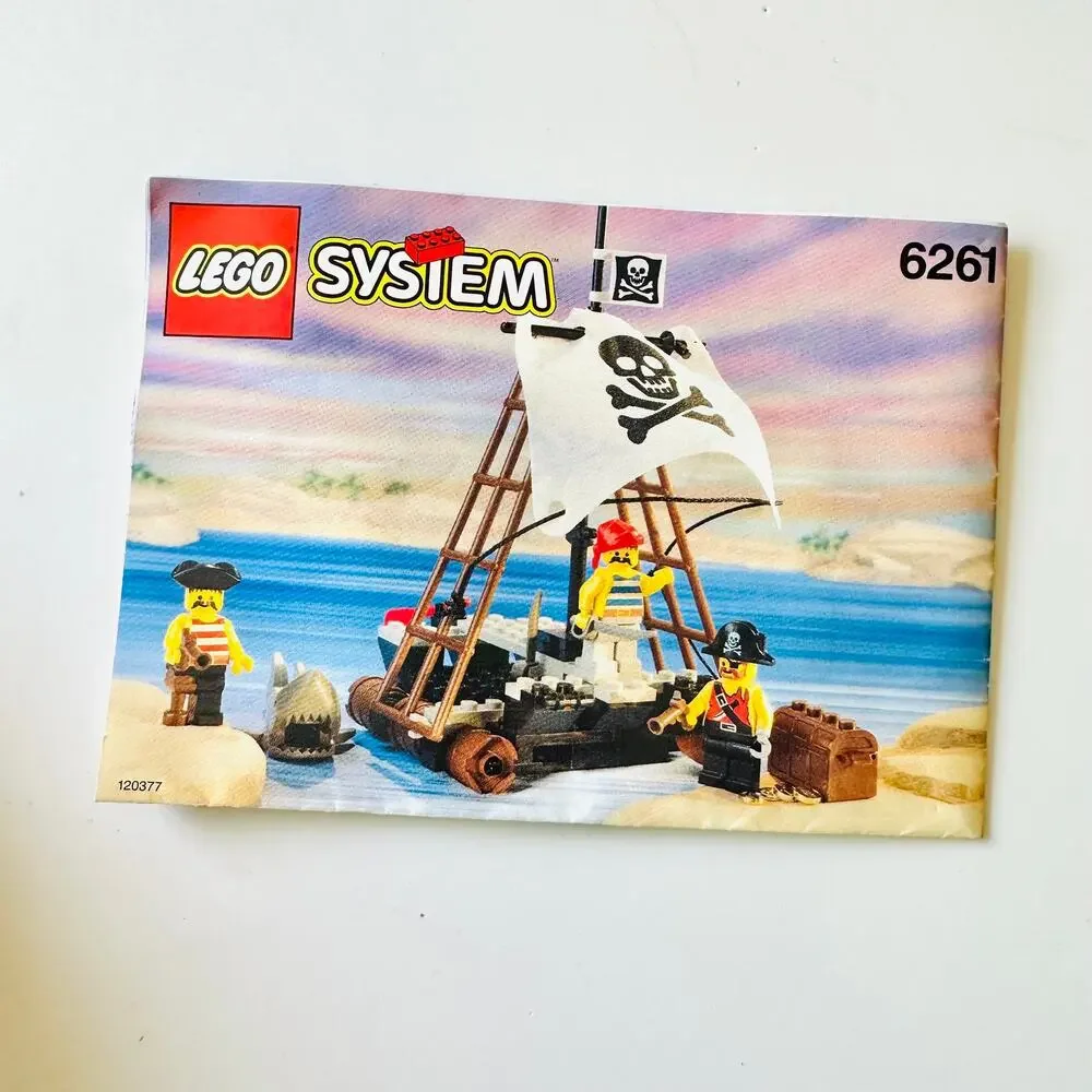 VINTAGE LEGO System Pirates Raft Ship Raiders Set Shark Monkey 6261